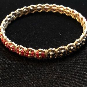 Gold filled red & black rhinestone bracelet